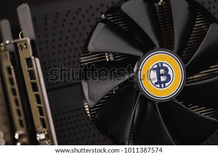 Bitcoin Gold Cryptocurrency Mining Using Graphic Stock Photo Edit - 